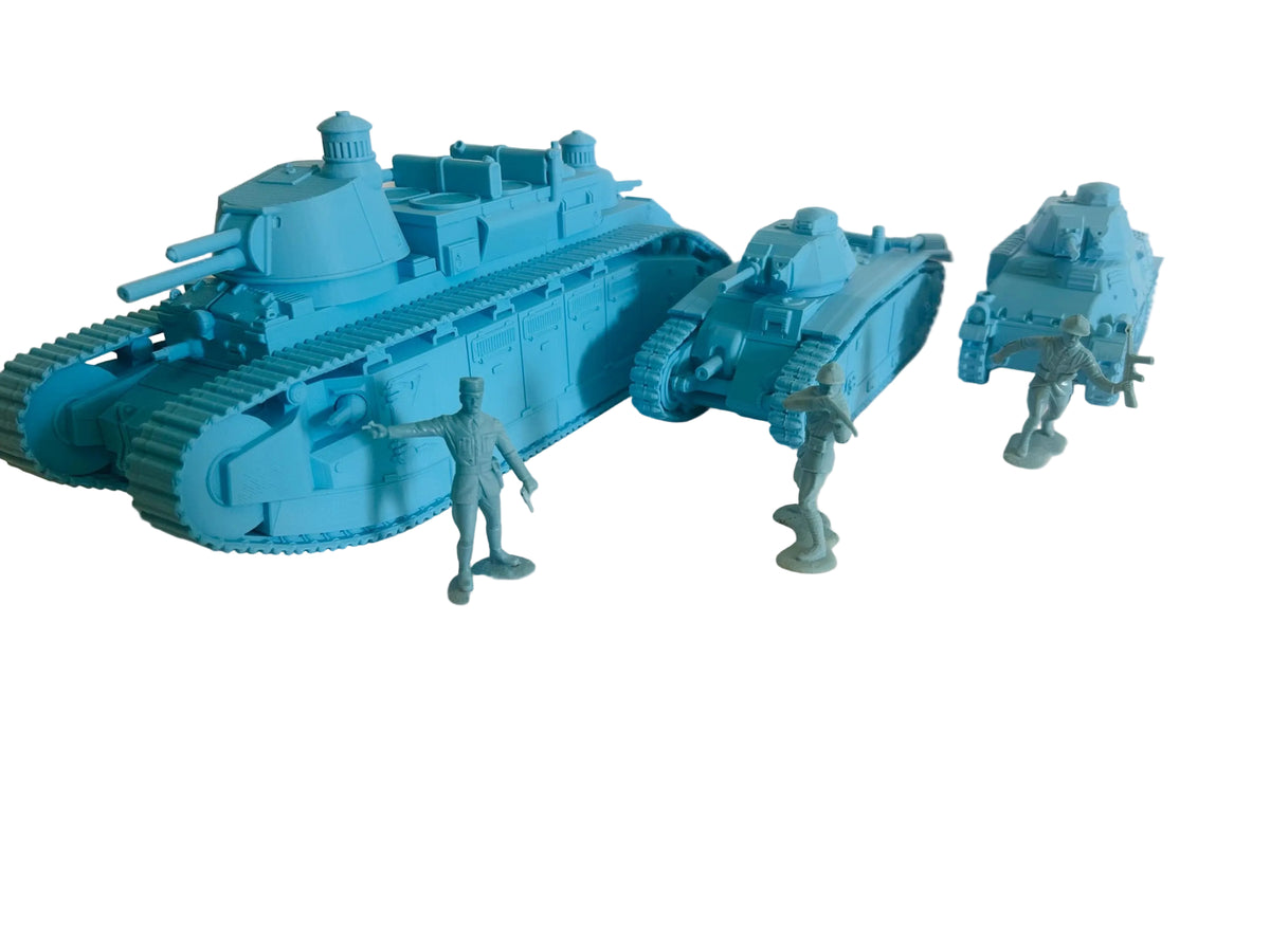 WWII (x3) French Vehicle Pack | 1/32 (54mm)–1/56 (28mm) Scale Models