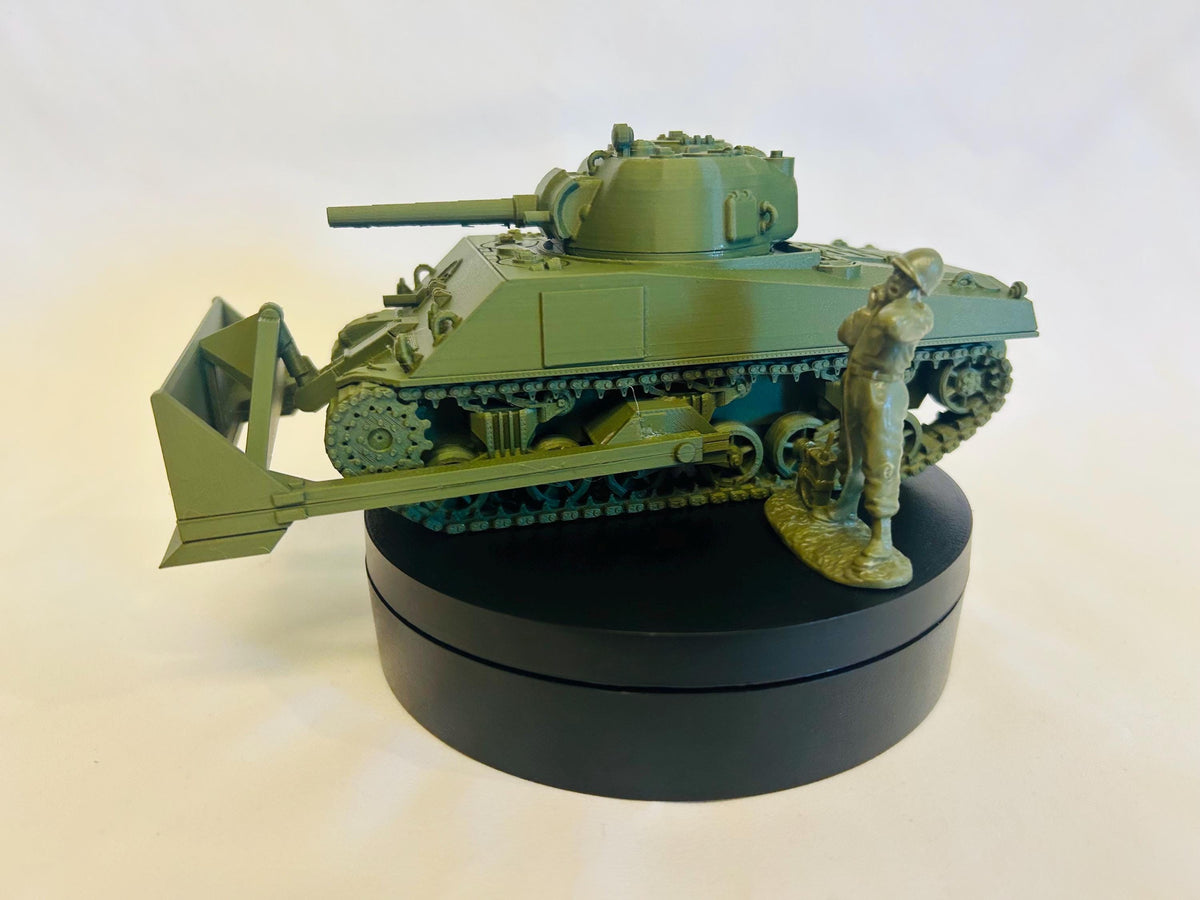 M4 Sherman Dozer — WWII American Tank | 1/32 (54mm)–1/56 (28mm) Scale Model
