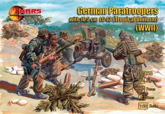 Mars 1/32 WWII German Artillery Crew (Tropical Uniform) with LG42 Set #32038